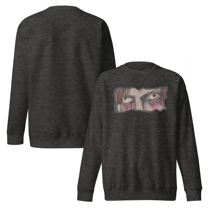 Gray sweatshirt featuring an eye graphic, exemplifying urban elegance in a classic silhouette
