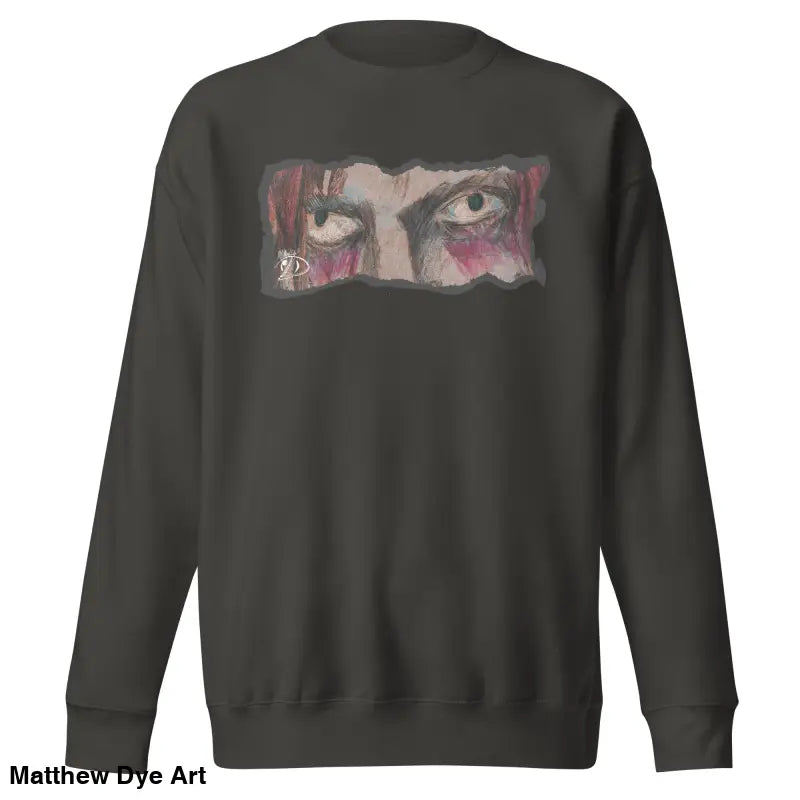 Gray sweatshirt with eye graphic in classic sweatshirt silhouette for urban elegance