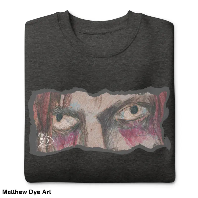 Gray sweatshirt with eye graphic, a timeless piece enriched in urban elegance