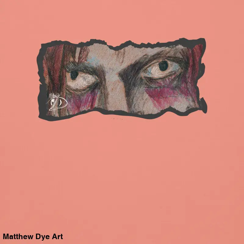 Intense eyes with red markings on a classic sweatshirt silhouette for urban elegance