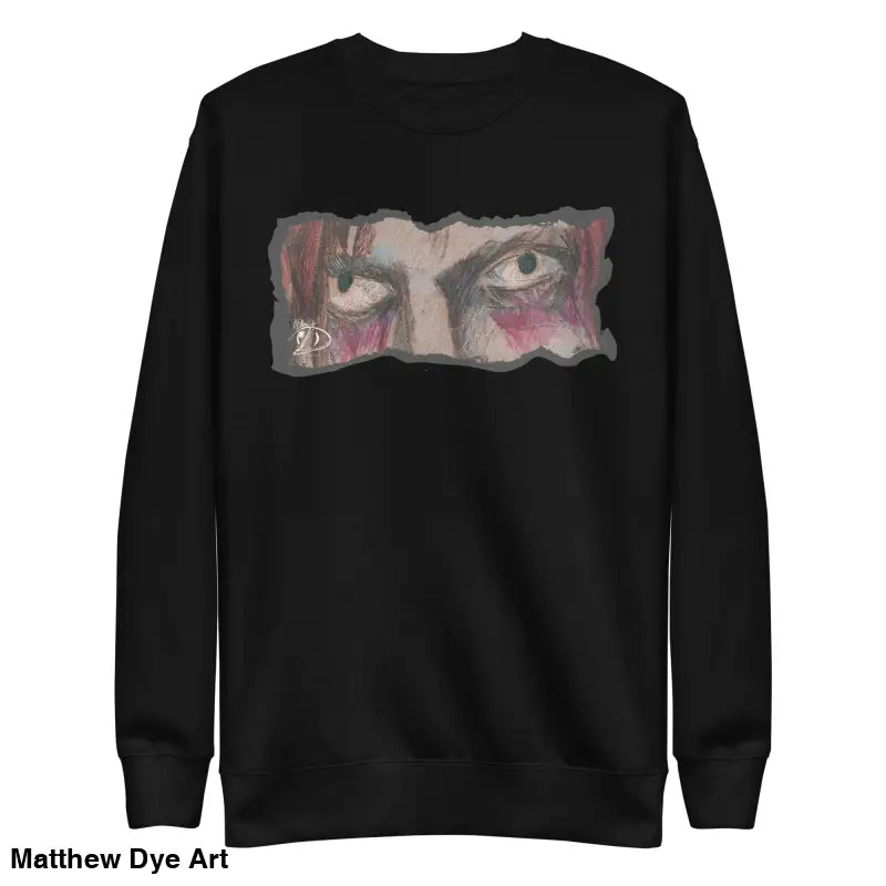 Black sweatshirt with eye graphic, a timeless piece enriched with urban elegance
