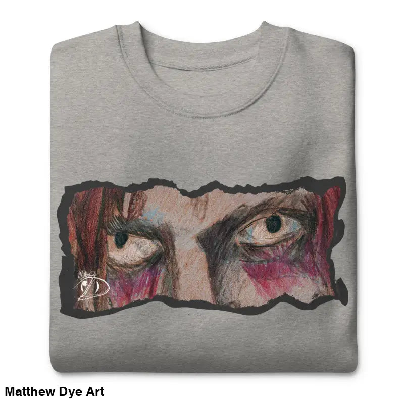Gray sweatshirt with eye graphic in classic sweatshirt silhouette for urban elegance