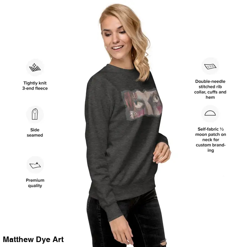 Gray sweatshirt with graphic print featuring classic sweatshirt silhouette in urban elegance