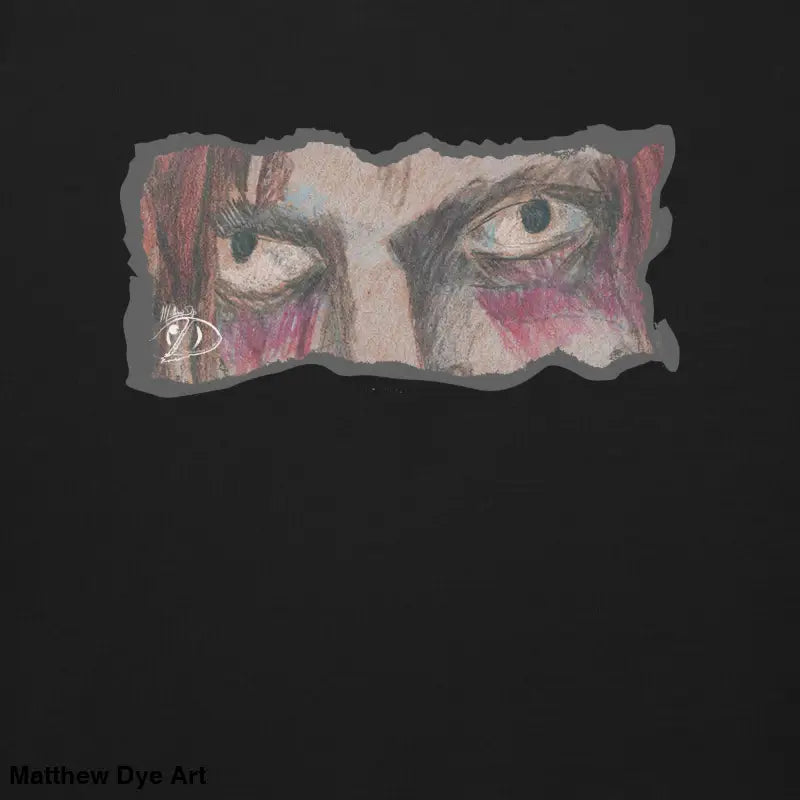 Intense eyes with red makeup on a classic sweatshirt silhouette in urban elegance