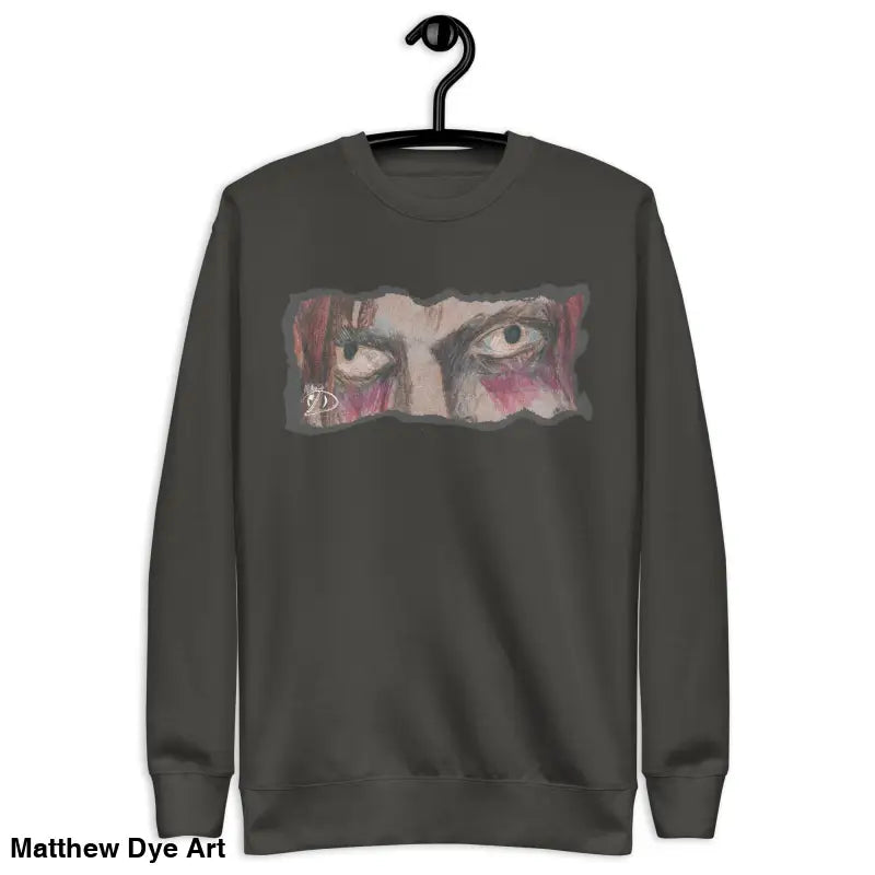 Gray sweatshirt with eye graphic in classic sweatshirt silhouette for urban elegance