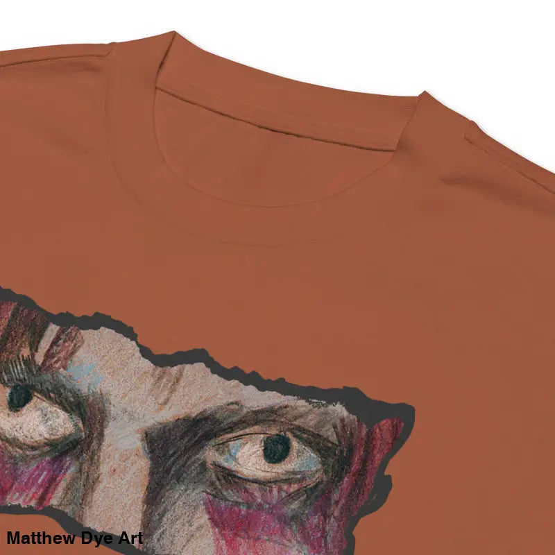 Brown t-shirt featuring eye graphic from Watcher’s Veil elegant premium long sleeve shirt