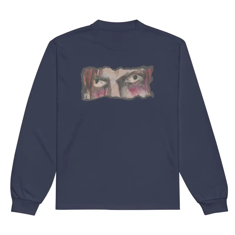 Navy premium long sleeve shirt featuring eye graphic from Watcher’s Veil Streetwear