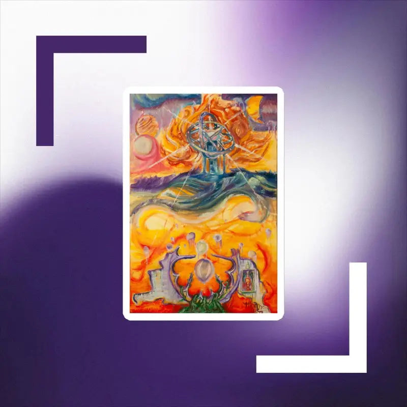 Tarot card design with mystical figures by Matthew Dye in captivating die-cut magnets