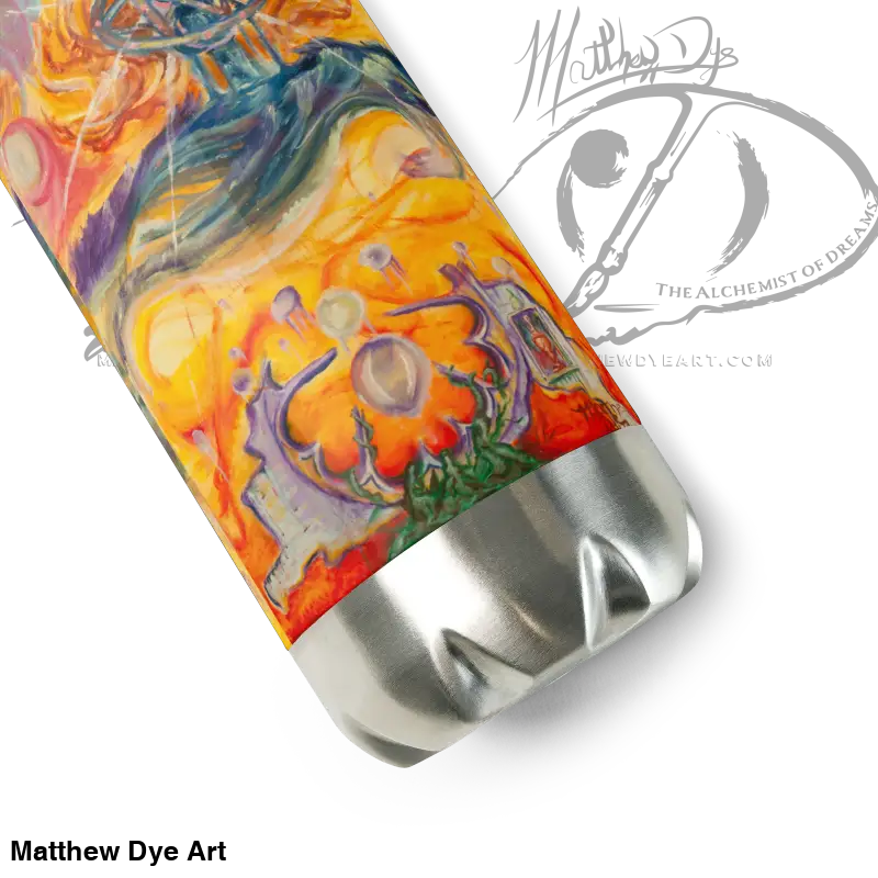 Colorfully patterned Waves of Saturn Stainless Steel Water Bottle enhances hydration experience