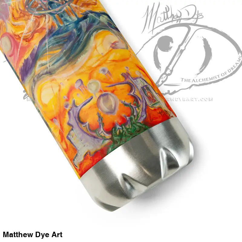 Colorfully patterned Waves of Saturn Stainless Steel Water Bottle enhances hydration experience