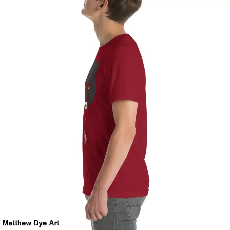 Red short-sleeved t-shirt embodies cherished dreams in a versatile canvas design
