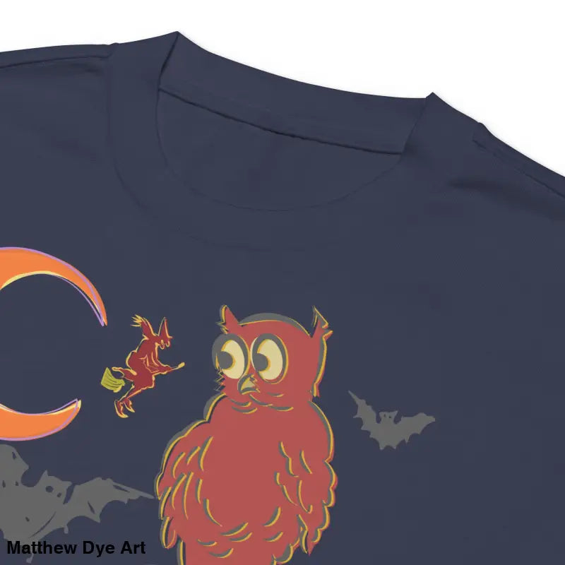 Witching Hour Watcher Halloween-themed long sleeve t-shirt featuring an owl and skull design