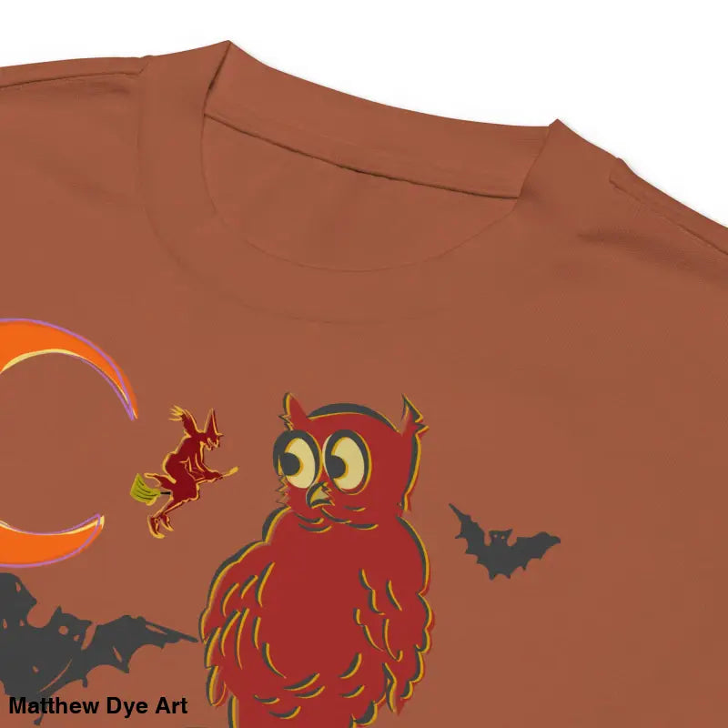 Witching Hour Watcher Unisex Vintage Halloween Art Long Sleeve Shirt featuring owl and skull