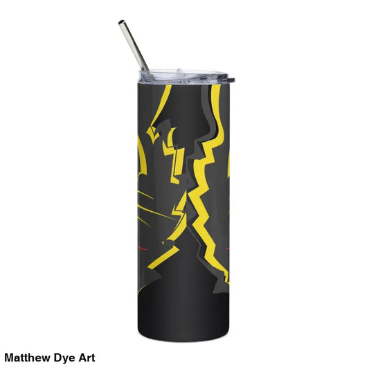 Black tumbler with lightning design in Vintage Halloween Cat Tumbler high-grade stainless steel