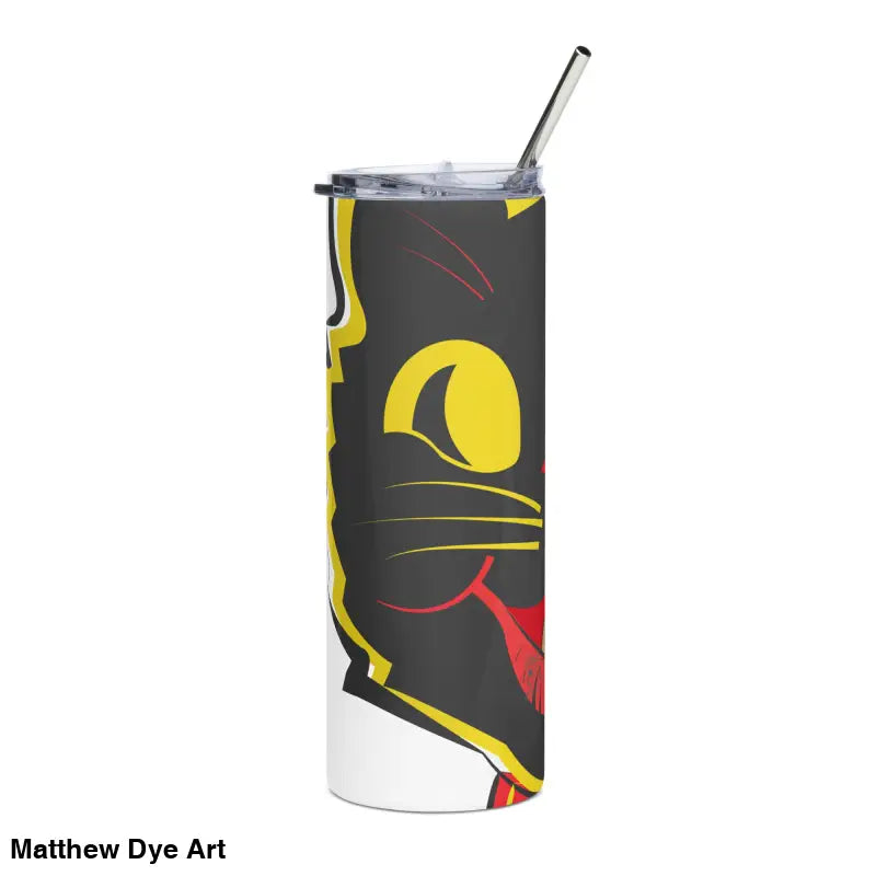 Black Cat Tumbler with Straw, Witch’s Brew design in high-grade stainless steel
