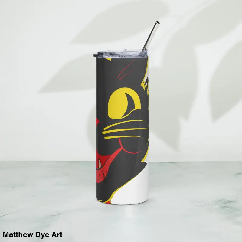 Black cat tumbler with straw made of high-grade stainless in Witch’s Brew design