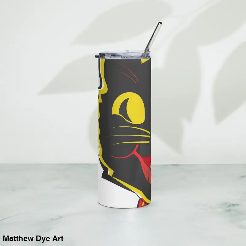 Vintage Halloween Cat Tumbler in high-grade stainless steel with straw for stylish sips