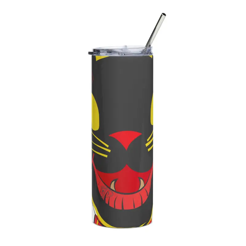 Vintage Halloween Cat Tumbler in high-grade stainless featuring a cartoon cat face