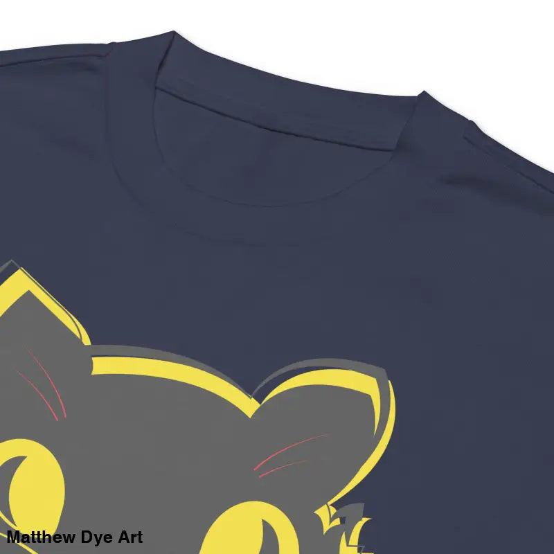 Dark blue heavyweight long sleeve t-shirt featuring a vintage cat graphic design