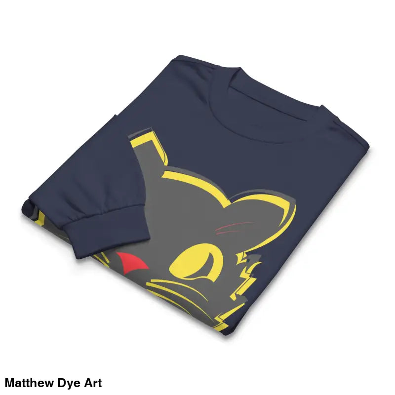 Folded heavyweight long sleeve shirt featuring vintage cat design for Halloween