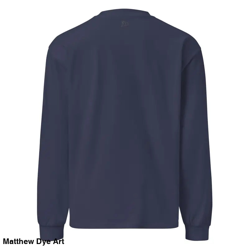 Navy long-sleeved shirt featuring vintage cat design from premium heavyweight long sleeve collection