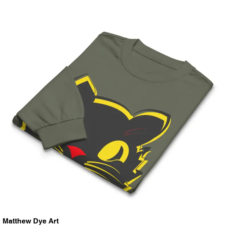 Folded premium heavyweight long sleeve shirt with vintage cat cartoon design