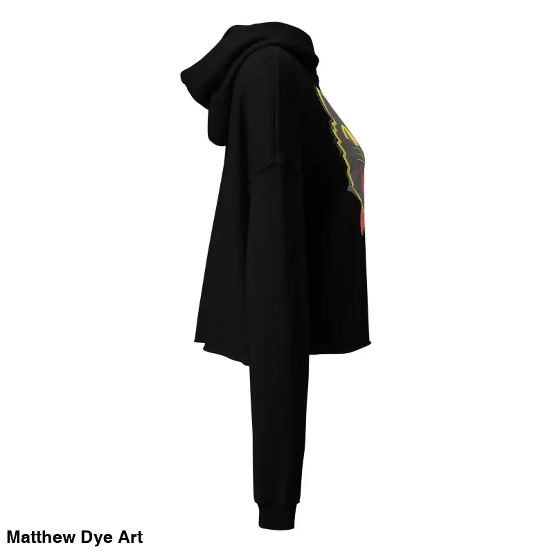 Stylish vintage black cat crop hoodie in a black hooded sweatshirt design