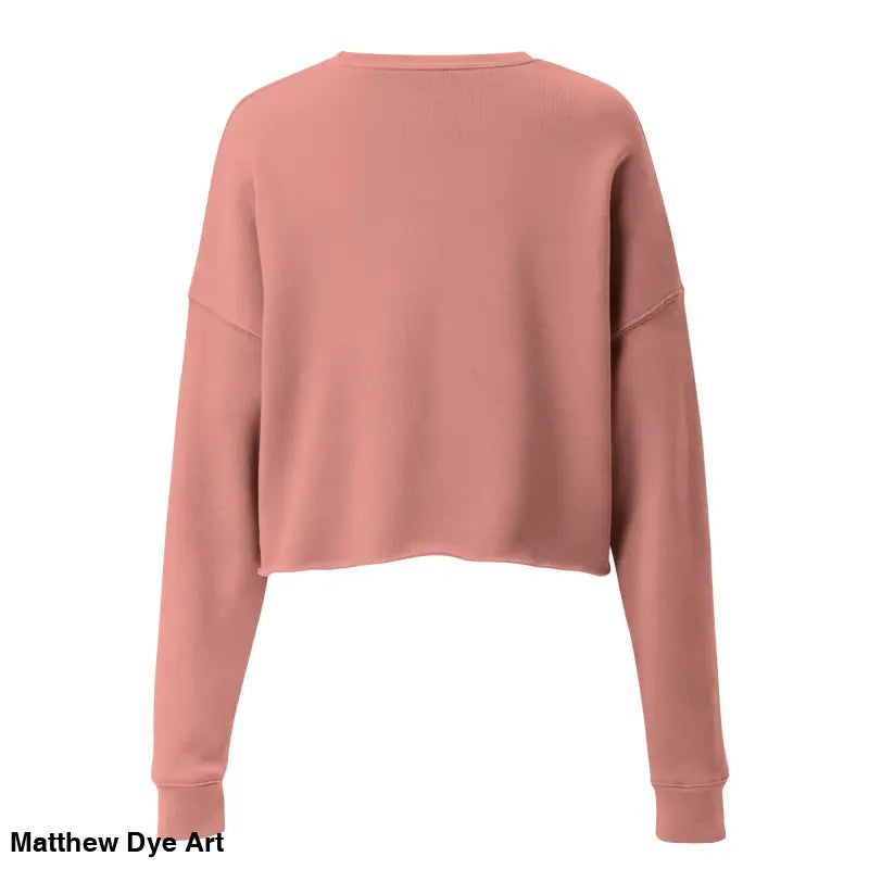 Salmon-colored cropped sweatshirt featuring Scary Cat Halloween design by Witchy & Wild
