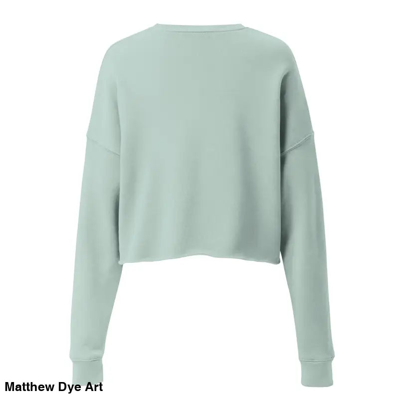 Light green cropped sweatshirt from Witchy & Wild featuring a scary cat Halloween design