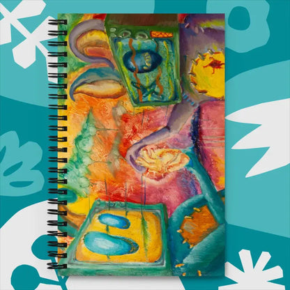 Spiral notebook with vibrant abstract watercolor cover for A Gift of the Heart