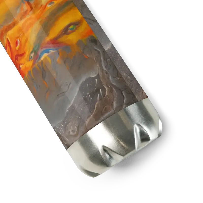 Tumbler cup featuring an orange and gray swirl design, showcasing art in stainless steel water bottle