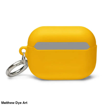 Yellow silicone Ah Kitty AirPods Rubber Case with keyring for Halloween ear bud protection