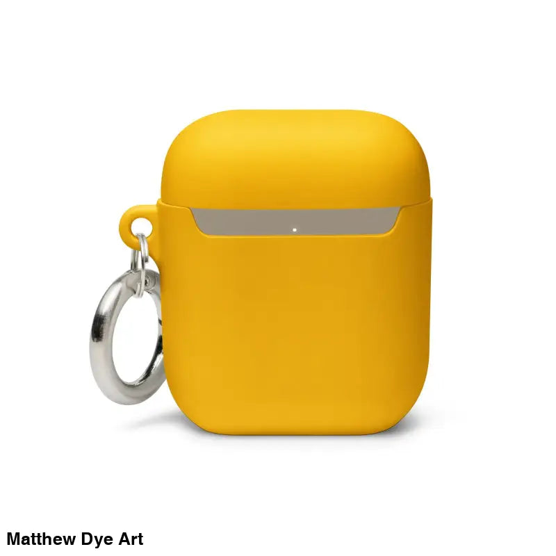 Yellow Ah Kitty AirPods Rubber Case with keyring for Halloween ear bud recharging case