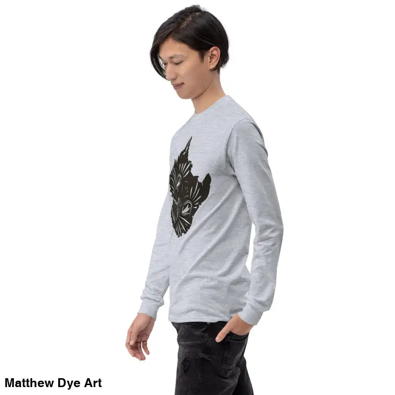 Long sleeve shirt featuring spooky graphic for Halloween, AH KITTY Feral Nightmare design