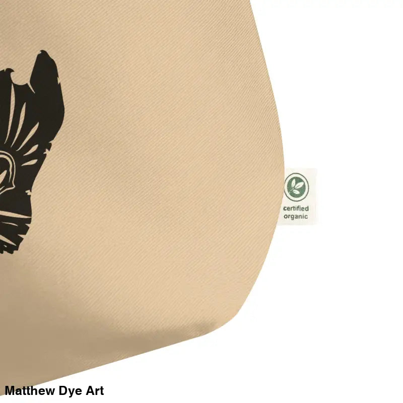 Beige tote bag for Halloween, part of Ah Kitty Large Organic Cotton Tote collection