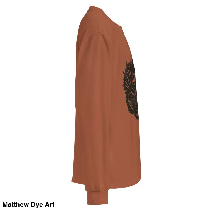 Long-sleeved terracotta shirt featuring graphic from Ah Kitty Halloween Sweatshirt