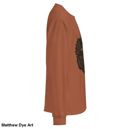 Long-sleeved terracotta shirt featuring graphic from Ah Kitty Halloween Sweatshirt