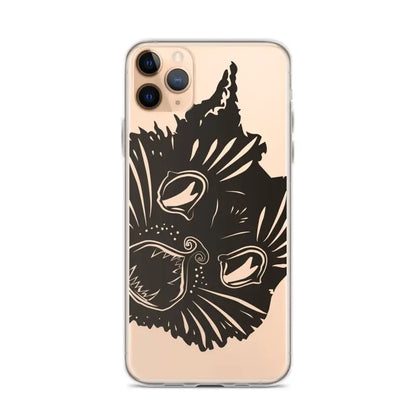 Black cat face silhouette on Enigmatic Elegance Surreal Cat Design Phone Case