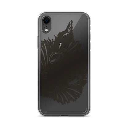 Black iPhone with eagle silhouette on Ah Kitty Head iPhone Clear Case for spooky vibes