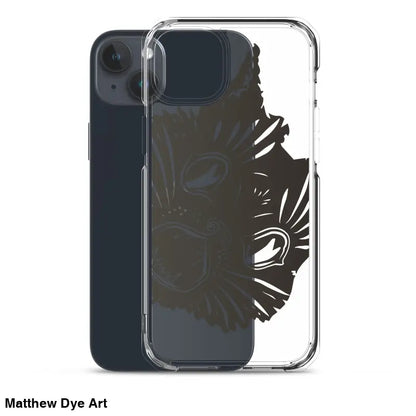 Clear iPhone case featuring Ah Kitty Head design for a spooky Halloween vibe