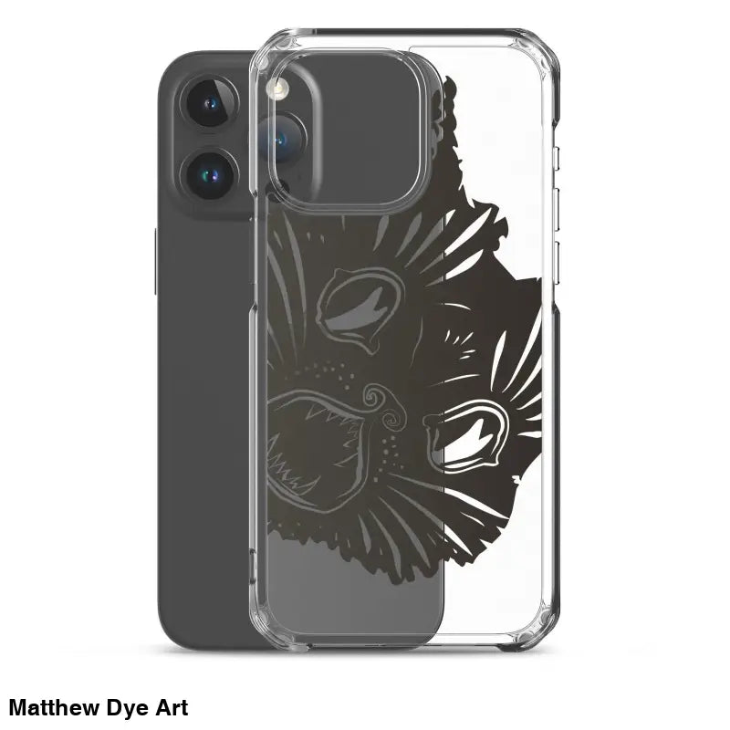 Clear iPhone case featuring a black wolf head design for spooky Halloween vibe