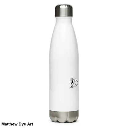 White metal water bottle featuring Ah Kitty Head design for whimsical Halloween magic