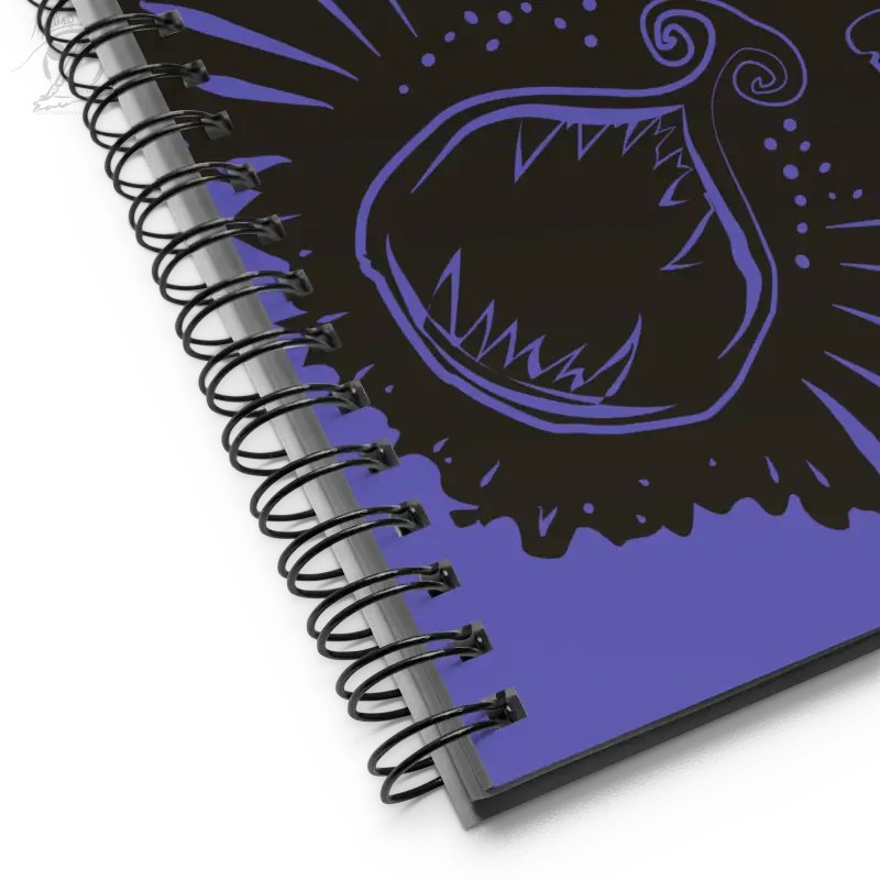 Ah Kitty spiral notebook with purple cover and monster mouth design for Halloween