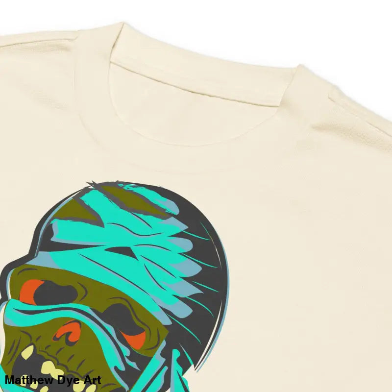 Beige premium long sleeve t-shirt featuring mummy mystique graphic design