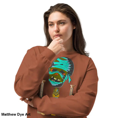 Premium long sleeve shirt featuring a mummy graphic in relaxed fit, embodying mummy mystique