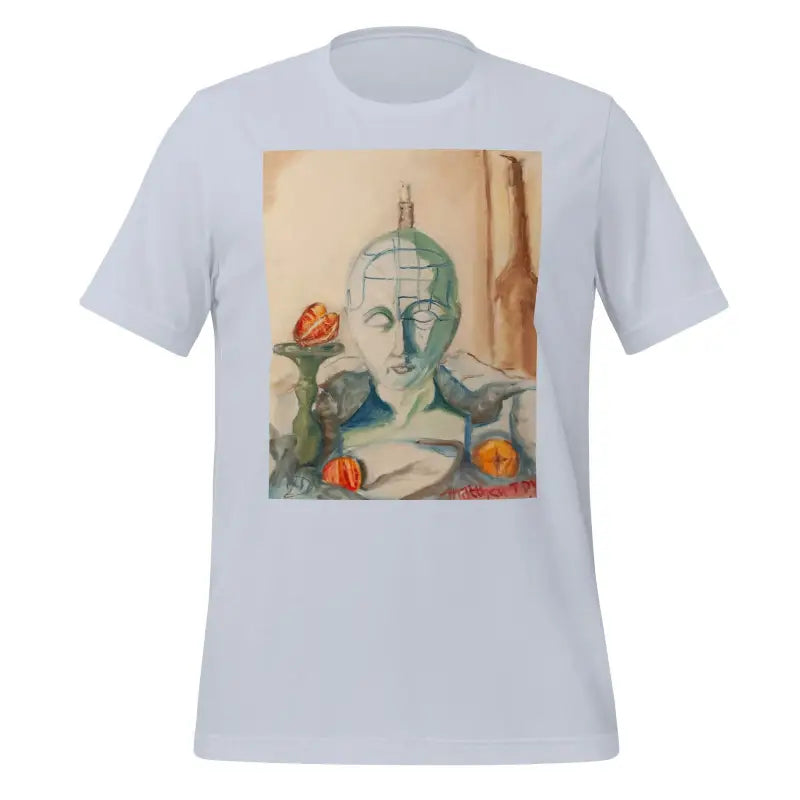 White Phrenology Unisex T-shirt by Matthew Dye featuring a classical bust with floral art