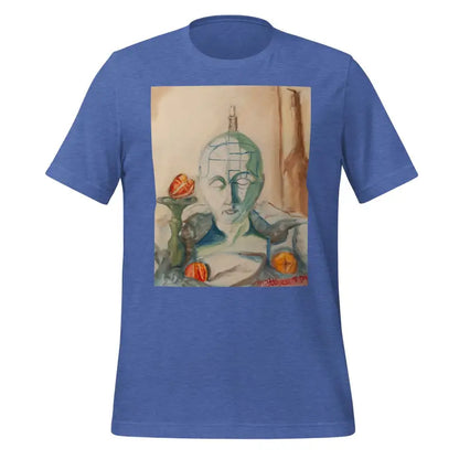 Blue Phrenology Unisex T-shirt by Matthew Dye featuring a classical bust and floral art