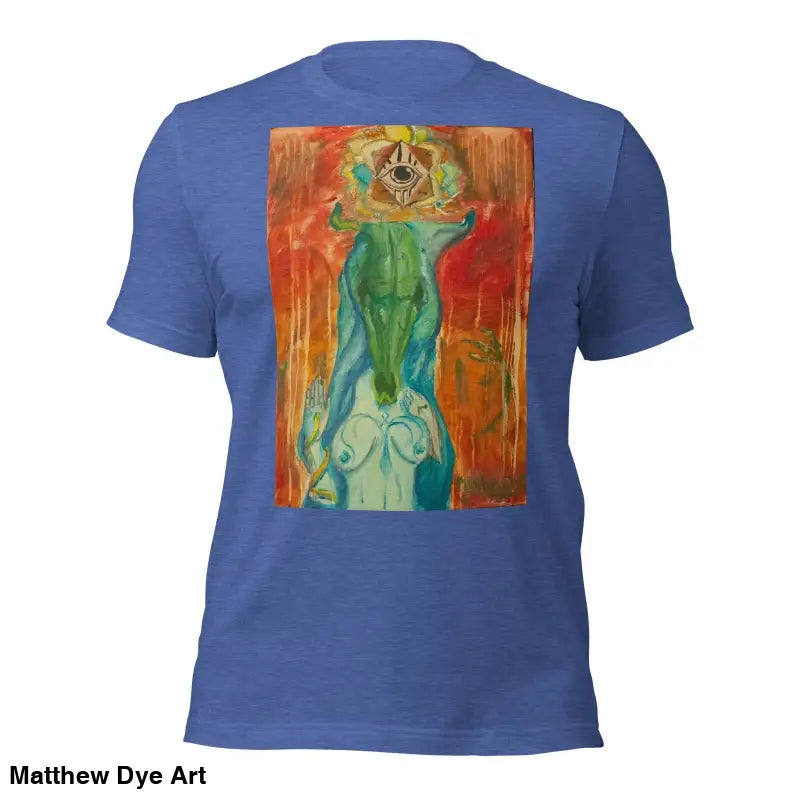 Blue The Priestess Unisex Cotton Jersey T-Shirt featuring abstract feminine power art