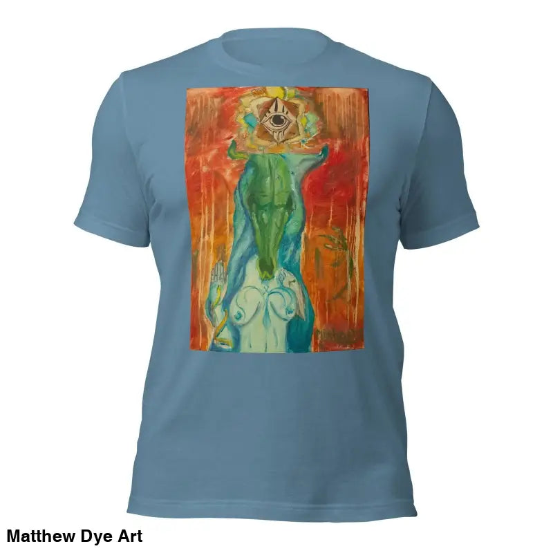 Blue The Priestess Unisex Cotton Jersey T-Shirt featuring abstract feminine power art