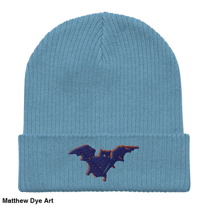Light blue knit Bat Baby Beanie, comfortable and warm, perfect for autumn and Halloween